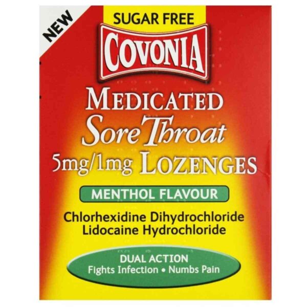Covonia Medicated Sore Throat Lozenges Menthol Flavour, 36