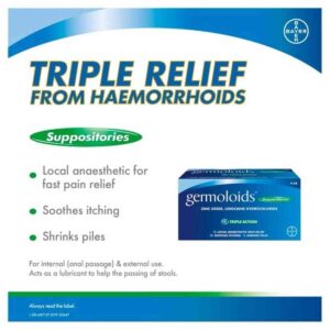 Germoloids Suppositories Triple Action Haemorrhoids & Piles Treatment, 12S