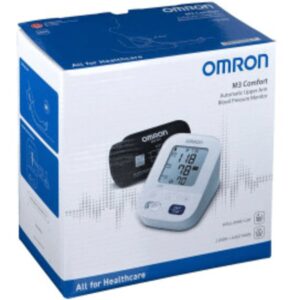 Omron M3 Comfort Upper Arm Blood Pressure Monitor with Intelli Wrap Cuff, digital display, and advanced accuracy technology for easy and reliable blood pressure tracking at home.