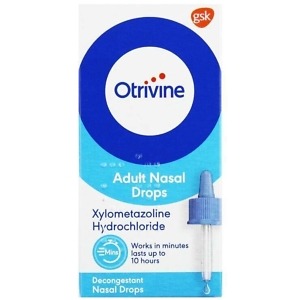 Otrivine Adult Nasal Drops – 10ml bottle, fast-acting nasal decongestant with xylometazoline for relieving blocked nose and sinus congestion in adults
