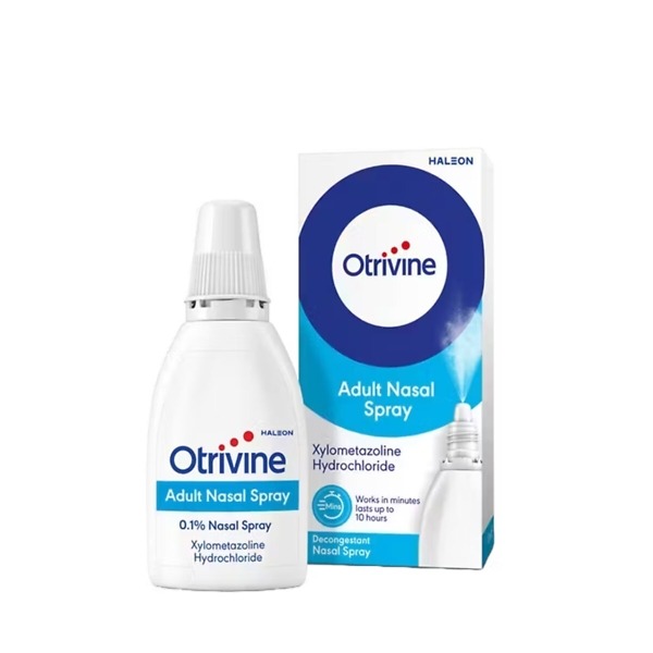 Otrivine Adult Nasal Spray – 10ml bottle, provides fast, precise relief from nasal congestion and blocked nose due to colds, allergies, and sinusitis