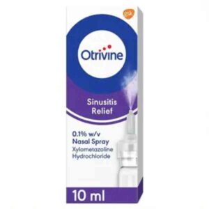 Otrivine Sinusitis Nasal Spray – 10ml bottle, fast-acting decongestant nasal spray for relieving sinus pressure, nasal congestion, and blocked nose caused by sinusitis and colds