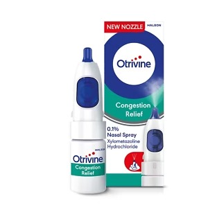 Otrivine Congestion Relief Nasal Spray – 10ml bottle, fast-acting xylometazoline nasal spray for effective relief from blocked nose, sinus congestion, and cold symptoms