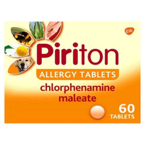 Piriton Allergy Tablets – Chlorphenamine 4mg Tablets, 60 Tablets