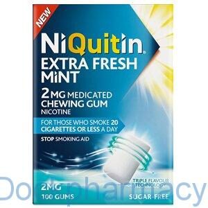 NIQUITIN EXTRA FRESH GUM MINT 2MG, 100'S
