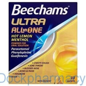 Beechams Ultra All In One Hot Lemon Menthol , 10S