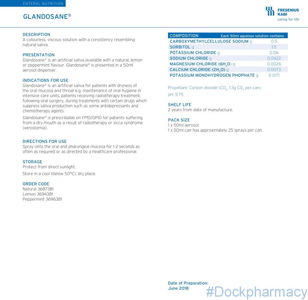 Glandosane synthetic spray information