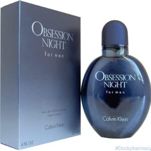 A 125ml bottle of Calvin Klein Obsession Night For Men Eau de Toilette Spray, featuring a sleek and classic design that embodies the timeless and sophisticated fragrance for men.