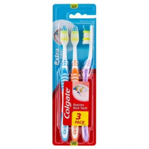 Colgate Extra Clean Toothbrush Medium 3 Pack