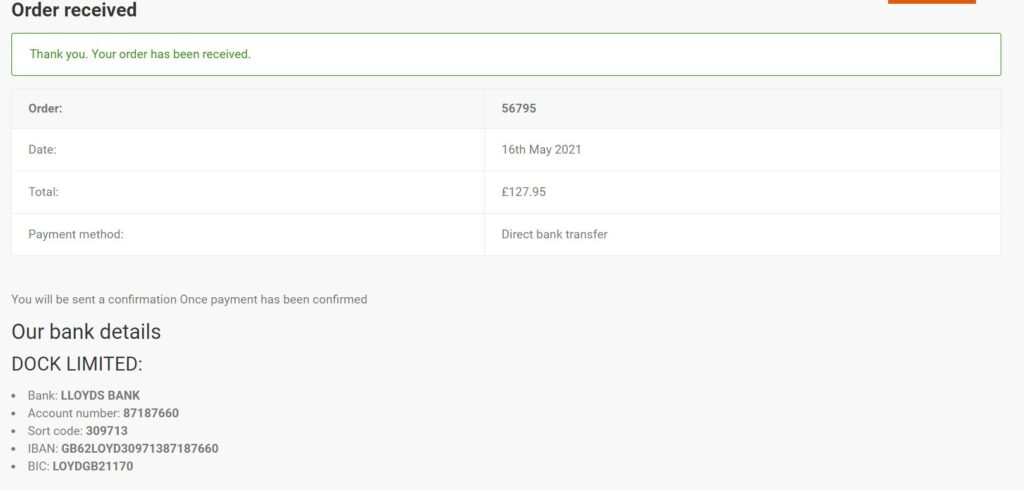 direct transfer bank details