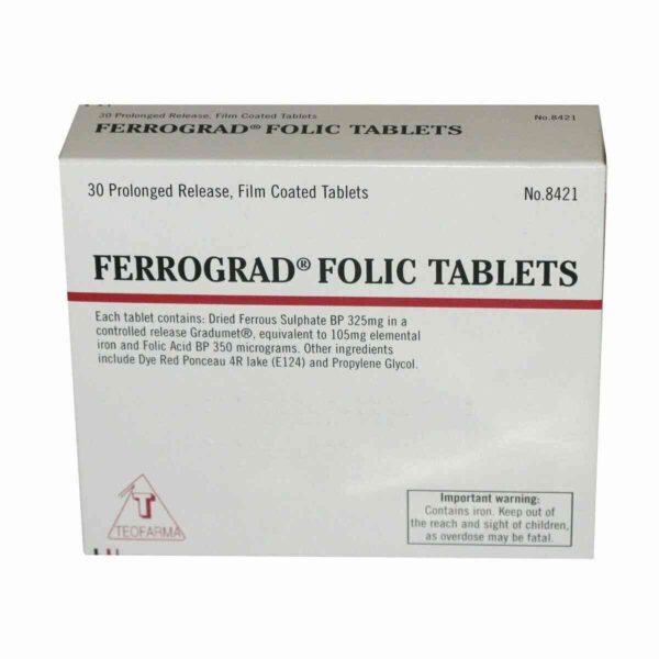Ferrograd Folic Tablets - Ferrous Sulfate and Folic Acid, 30 Tablets