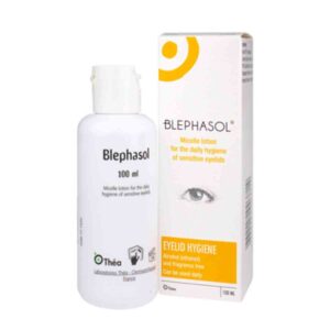 Blephasol Lotion bottle and packaging, showing front label with product name and details for gentle eyelid cleansing—suitable for sensitive eyes and daily eyelid hygiene