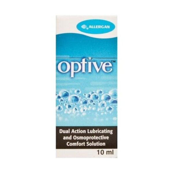 Optive Lubricating Eye Drops, 10ml bottle, providing advanced hydration and tear film protection for long-lasting relief from dry, irritated, and sensitive eyes. Ideal for daily use and contact lens wearers