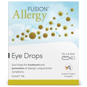 Fusion Allergy Eye Drops – Ectoin 1%, preservative-free 10ml bottle for natural relief from itchy, red, and watery eyes caused by allergies and hay fever